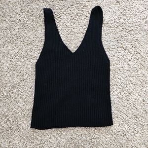 Ribbed Knit V-Neck Top